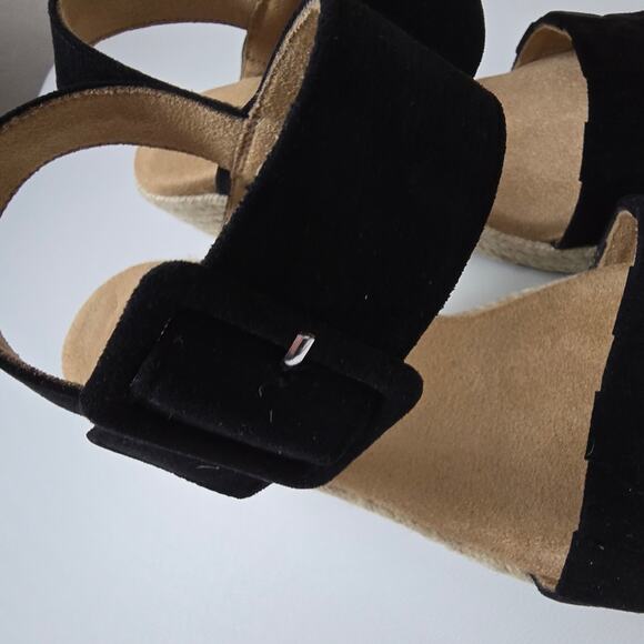 Sonoma Goods For Life Zackie Espadrille Wedges Ankle Strap Black Open Toe 6 - Picture 9 of 9